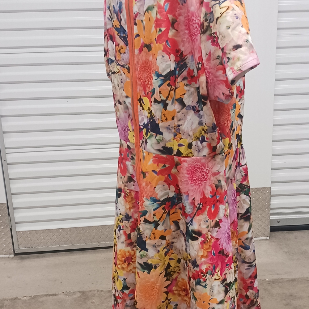 3/$20 💰 Modamix Womens Midi Dress Flutter Sleeve Summer Colorful Bright 18W - Picture 3 of 5